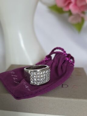 Silpada 925 Sterling Silver Channel Set Cubic Zirconia Ring R1405 Size 7 to 7.25